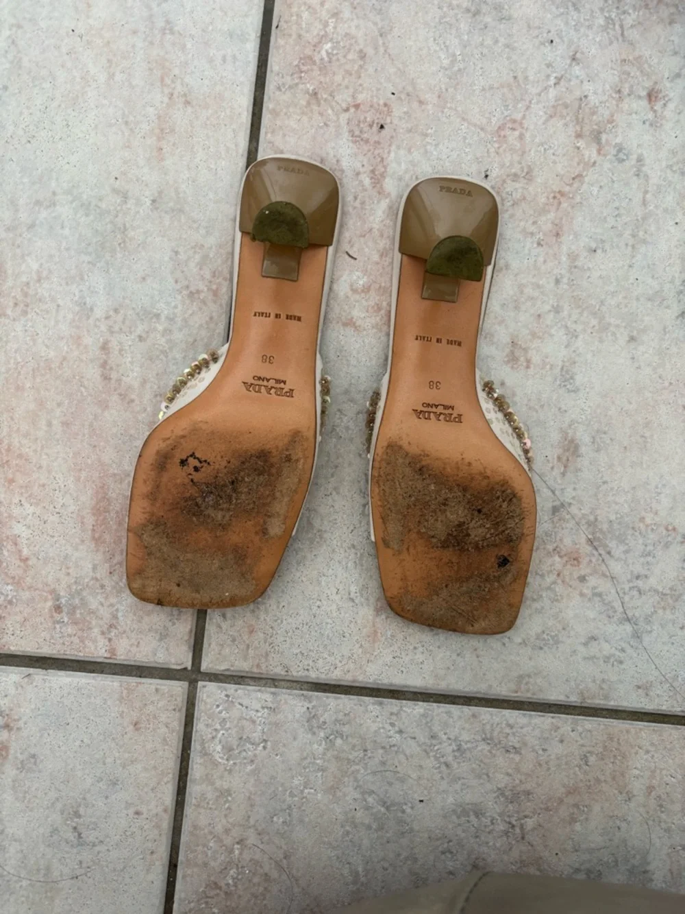 Prada heels Bead slides 90s shoes vintage sandals kitten mules sequin open toe - Picture 5 of 10